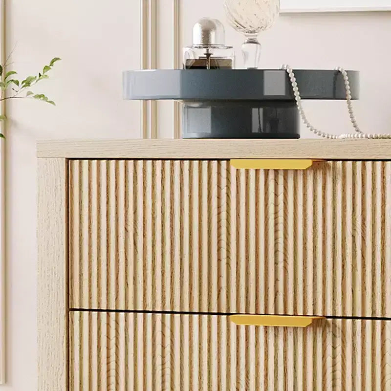 Cassettiera a 5 cassetti scanalata, cassettiera sottile in legno alta 114 cm per piccoli spazi, cassettiera moderna stile farmhouse per camera da letto, cameretta, appartamento
