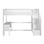 Letto a soppalco alto classico singolo (scala all'estremità) + scrivania + scaletta
