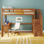 Letto a soppalco alto classico singolo (scala all'estremità) + scrivania + scaletta