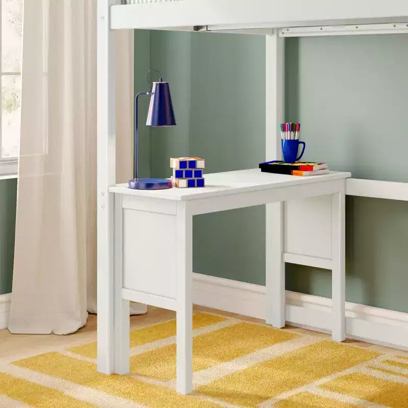 Letto a soppalco alto classico singolo (scala all'estremità) + scrivania + scaletta