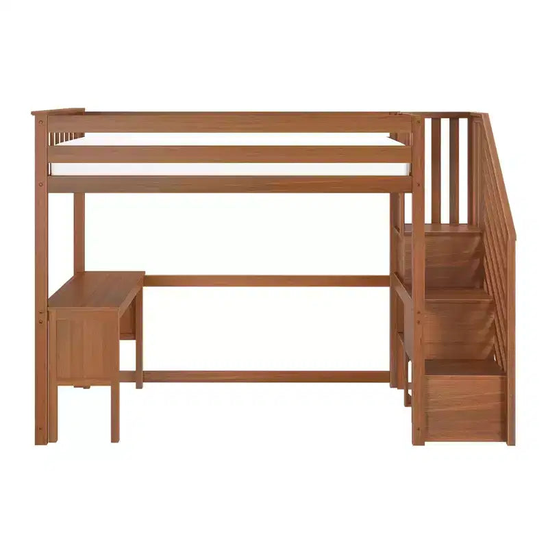 Letto a soppalco alto classico singolo (scala all'estremità) + scrivania + scaletta