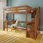 Letto a soppalco alto classico singolo (scala all'estremità) + scrivania + scaletta