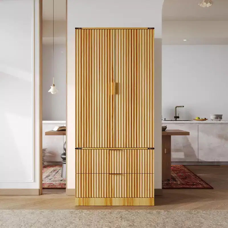 Mobile Dispensa da Cucina con Ante Magnetiche Effetto Legno, Ripiani Regolabili e Cassetto Contenitore