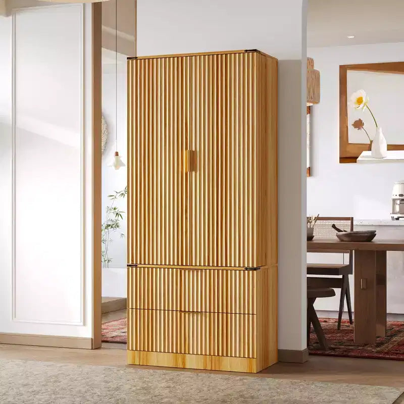 Mobile Dispensa da Cucina con Ante Magnetiche Effetto Legno, Ripiani Regolabili e Cassetto Contenitore