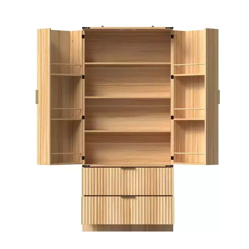 Mobile Dispensa da Cucina con Ante Magnetiche Effetto Legno, Ripiani Regolabili e Cassetto Contenitore