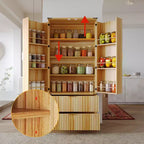 Mobile Dispensa da Cucina con Ante Magnetiche Effetto Legno, Ripiani Regolabili e Cassetto Contenitore