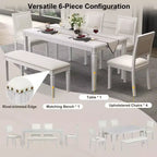 Set tavolo da pranzo vintage e set tavolo da cucina rustico per 6 con 4 sedie e panca e gambe intagliate retrò