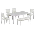 Set tavolo da pranzo vintage e set tavolo da cucina rustico per 6 con 4 sedie e panca e gambe intagliate retrò