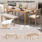 Set tavolo da pranzo vintage e set tavolo da cucina rustico per 6 con 4 sedie e panca e gambe intagliate retrò