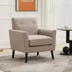 Poltrona di design, poltrona moderna con schienale a orecchioni per soggiorno, poltrona da lettura in tessuto di lino, comoda poltrona singola, cuscino ad alta resilienza