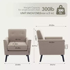 Poltrona di design, poltrona moderna con schienale a orecchioni per soggiorno, poltrona da lettura in tessuto di lino, comoda poltrona singola, cuscino ad alta resilienza