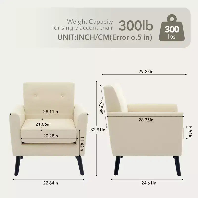 Poltrona di design, poltrona moderna con schienale a orecchioni per soggiorno, poltrona da lettura in tessuto di lino, comoda poltrona singola, cuscino ad alta resilienza
