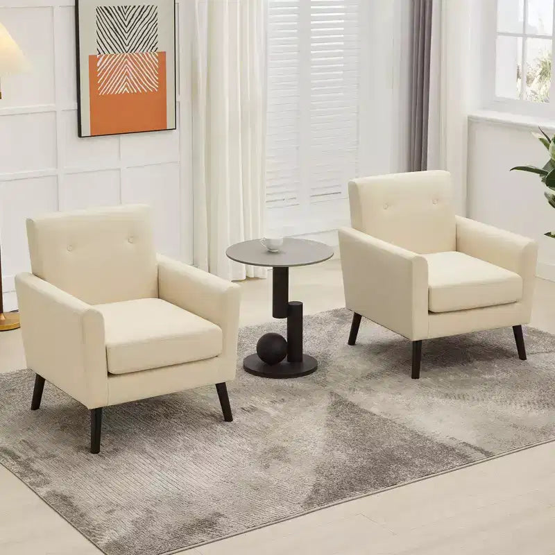 Poltrona di design, poltrona moderna con schienale a orecchioni per soggiorno, poltrona da lettura in tessuto di lino, comoda poltrona singola, cuscino ad alta resilienza