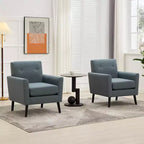 Poltrona di design, poltrona moderna con schienale a orecchioni per soggiorno, poltrona da lettura in tessuto di lino, comoda poltrona singola, cuscino ad alta resilienza