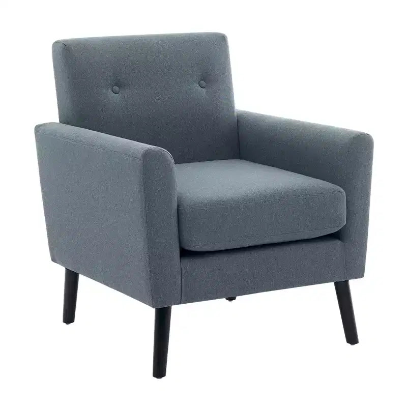 Poltrona di design, poltrona moderna con schienale a orecchioni per soggiorno, poltrona da lettura in tessuto di lino, comoda poltrona singola, cuscino ad alta resilienza
