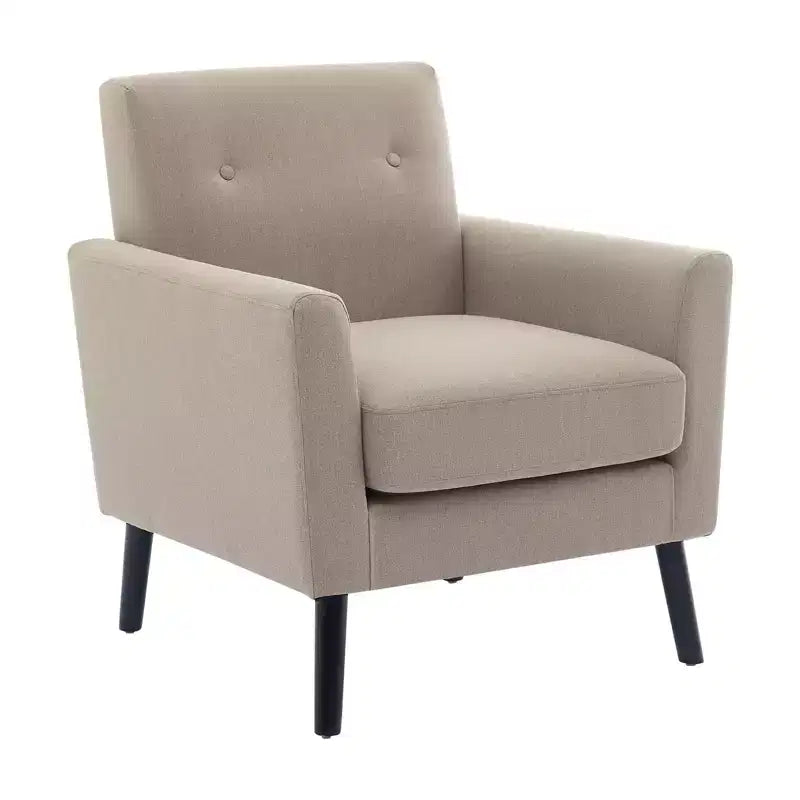 Poltrona di design, poltrona moderna con schienale a orecchioni per soggiorno, poltrona da lettura in tessuto di lino, comoda poltrona singola, cuscino ad alta resilienza