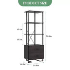 Libreria a 3 ripiani, organizer per libri, libreria in legno con 2 cassetti, scaffale industriale da esposizione per ufficio, camera da letto, soggiorno, marrone