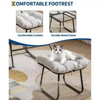 Sedia a sdraio oversize con poggiapiedi, poltrona a dondolo Papasan da esterno con pouf e robusta struttura in metallo, dondolo a uovo in rattan per patio