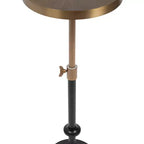 Piedistallo e Porta Piante Engles Regolabile in Metallo Goffrato, 25x25x76 cm, Oro e Nero