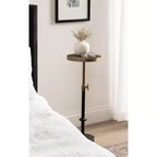 Piedistallo e Porta Piante Engles Regolabile in Metallo Goffrato, 25x25x76 cm, Oro e Nero