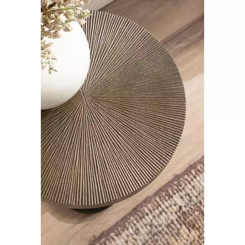 Piedistallo e Porta Piante Engles Regolabile in Metallo Goffrato, 25x25x76 cm, Oro e Nero