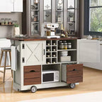 Isola da Cucina con Anta a Ribalta e Presa Elettrica, Organizzatore da Piano Lavoro con 2 Ante, 2 Cassetti, Carrello da Cucina per Cucina, Sala da Pranzo
