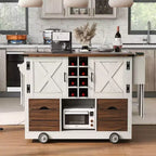 Isola da Cucina con Anta a Ribalta e Presa Elettrica, Organizzatore da Piano Lavoro con 2 Ante, 2 Cassetti, Carrello da Cucina per Cucina, Sala da Pranzo