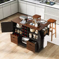 Isola da Cucina con Anta a Ribalta e Presa Elettrica, Organizzatore da Piano Lavoro con 2 Ante, 2 Cassetti, Carrello da Cucina per Cucina, Sala da Pranzo