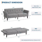 89 Divano Letto Futon, Divano Letto Moderno in ciniglia con Schienale e Braccioli Regolabili, Divano Futon Convertibile per Soggiorno Camera da Letto Appartamenti