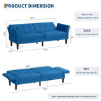 89 Divano Letto Futon, Divano Letto Moderno in ciniglia con Schienale e Braccioli Regolabili, Divano Futon Convertibile per Soggiorno Camera da Letto Appartamenti