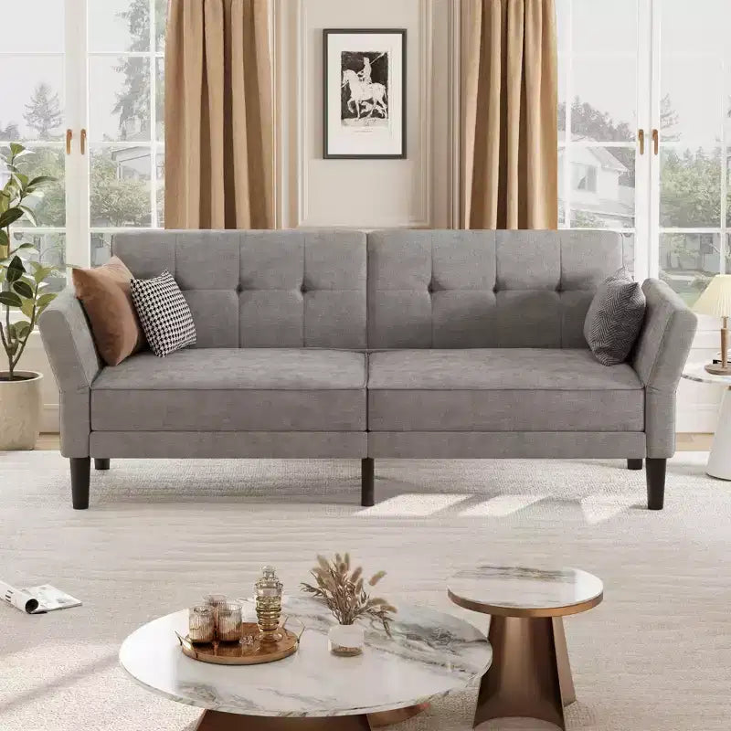 89 Divano Letto Futon, Divano Letto Moderno in ciniglia con Schienale e Braccioli Regolabili, Divano Futon Convertibile per Soggiorno Camera da Letto Appartamenti