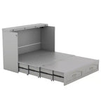 Letto a scomparsa matrimoniale/queen size con cassetti contenitori, letto a scomparsa in legno con prese e porte USB, design con struttura a puleggia