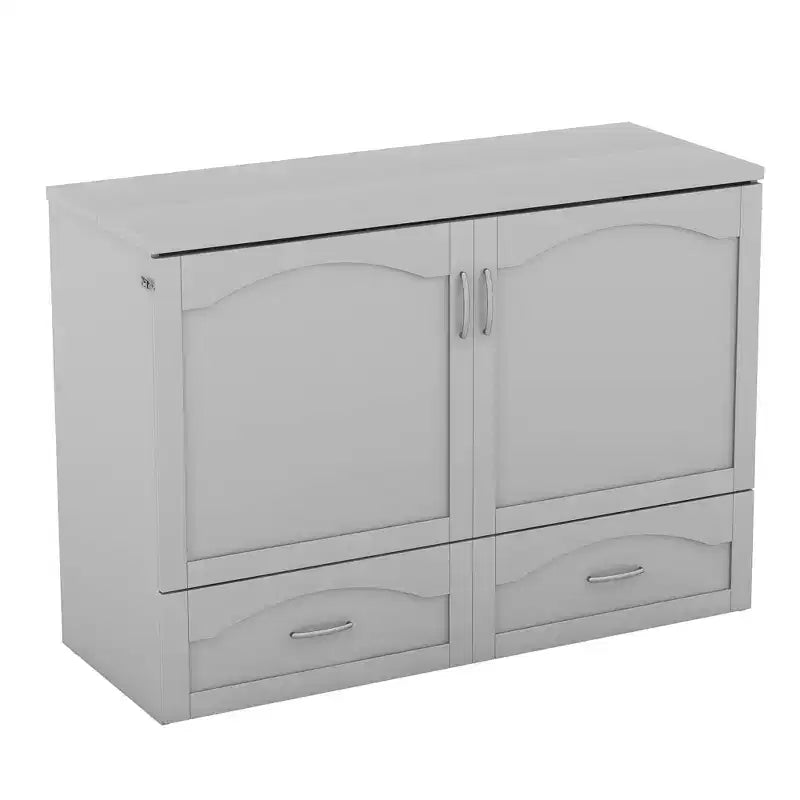 Letto a scomparsa matrimoniale/queen size con cassetti contenitori, letto a scomparsa in legno con prese e porte USB, design con struttura a puleggia