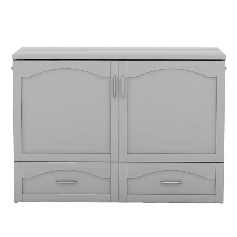 Letto a scomparsa matrimoniale/queen size con cassetti contenitori, letto a scomparsa in legno con prese e porte USB, design con struttura a puleggia