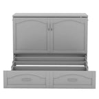 Letto a scomparsa matrimoniale/queen size con cassetti contenitori, letto a scomparsa in legno con prese e porte USB, design con struttura a puleggia
