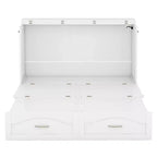 Letto a scomparsa matrimoniale/queen size con cassetti contenitori, letto a scomparsa in legno con prese e porte USB, design con struttura a puleggia