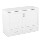 Letto a scomparsa matrimoniale/queen size con cassetti contenitori, letto a scomparsa in legno con prese e porte USB, design con struttura a puleggia