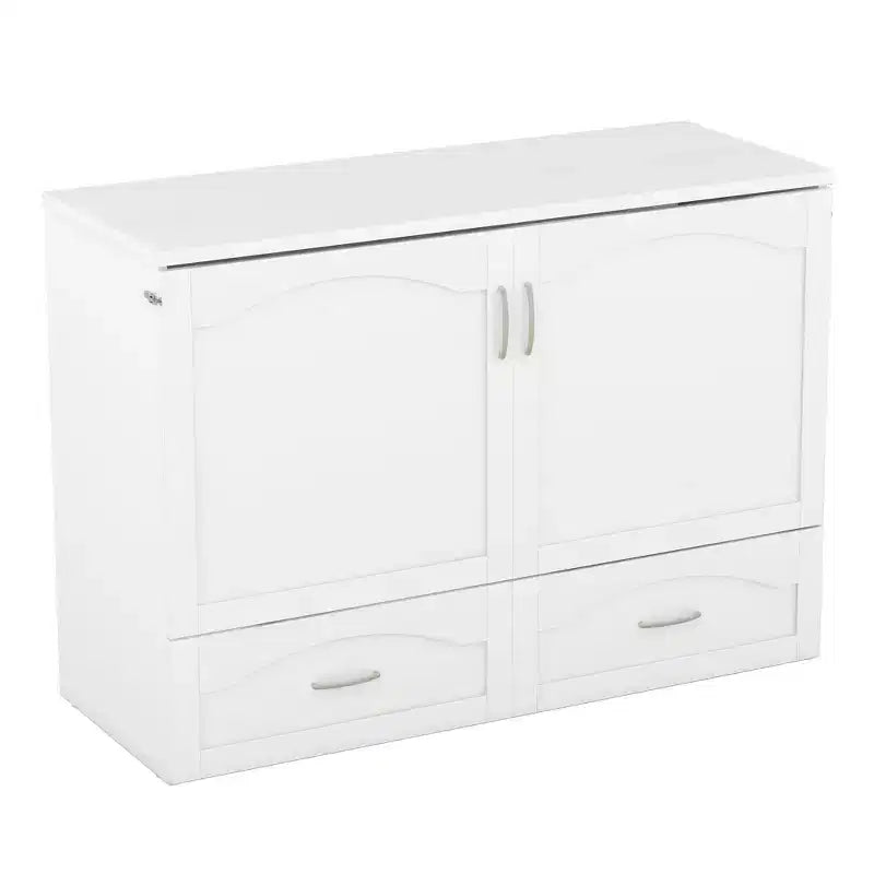 Letto a scomparsa matrimoniale/queen size con cassetti contenitori, letto a scomparsa in legno con prese e porte USB, design con struttura a puleggia