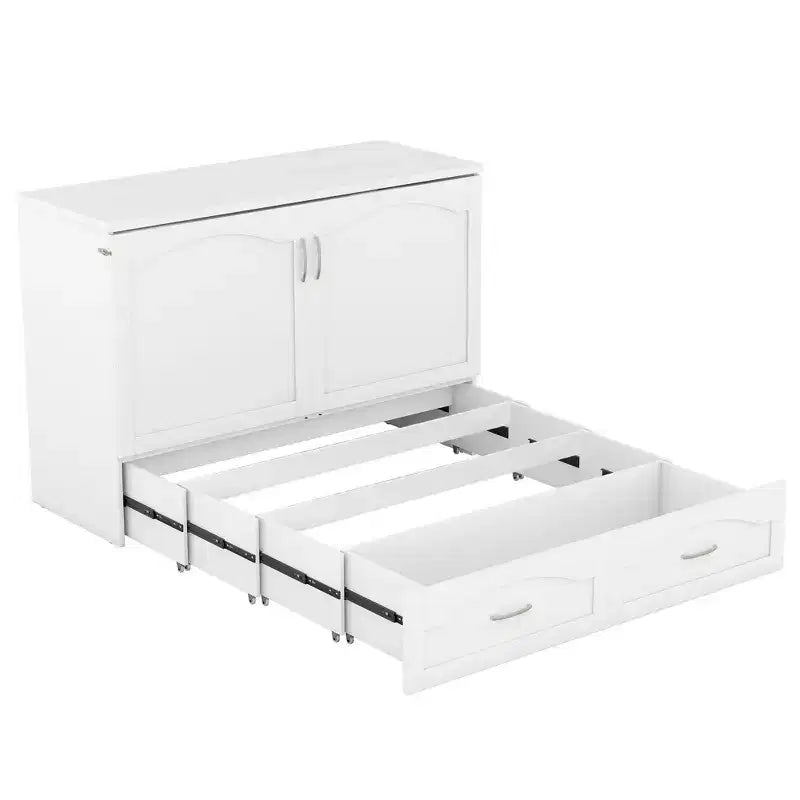 Letto a scomparsa matrimoniale/queen size con cassetti contenitori, letto a scomparsa in legno con prese e porte USB, design con struttura a puleggia