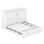 Letto a scomparsa matrimoniale/queen size con cassetti contenitori, letto a scomparsa in legno con prese e porte USB, design con struttura a puleggia