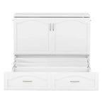 Letto a scomparsa matrimoniale/queen size con cassetti contenitori, letto a scomparsa in legno con prese e porte USB, design con struttura a puleggia