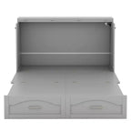 Letto a scomparsa matrimoniale/queen size con cassetti contenitori, letto a scomparsa in legno con prese e porte USB, design con struttura a puleggia