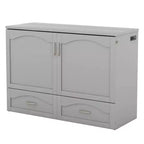 Letto a scomparsa matrimoniale/queen size con cassetti contenitori, letto a scomparsa in legno con prese e porte USB, design con struttura a puleggia