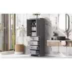 Mobiletto alto autoportante, con 4 cassetti e 2 ante, mobiletto da bagno con ripiano regolabile per bagno, soggiorno