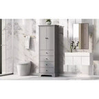 Mobiletto alto autoportante, con 4 cassetti e 2 ante, mobiletto da bagno con ripiano regolabile per bagno, soggiorno