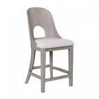 Set di 2 sedie da bancone, schienale curvo intagliato, finitura bianco slavato
