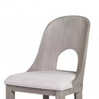 Set di 2 sedie da bancone, schienale curvo intagliato, finitura bianco slavato