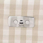 Poltrona Reclinabile e Girevole Elettrica Crewe - Gingham Sabbia con Base in Legno Chiaro