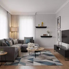 2 Mensole Galleggianti, Mensole a Muro Nere in Legno MDF per Arredamento e Organizzazione Domestica, Ideali per Camera da Letto, Soggiorno, Bagno, Cucina