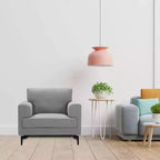 Poltrona Kyrene da 41" in lino grigio chiaro - Poltroncina imbottita con gambe in metallo